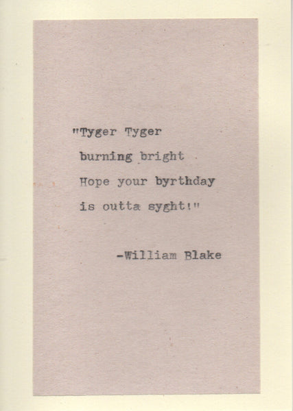 William Blake Misquote Birthday Card | Funny Poetry English Literature Humor