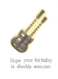 Double Awesome Guitar Birthday Card | Doubleneck Guitar Rock Music