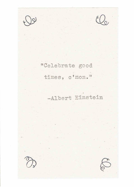 Albert Einstein Misquote Birthday Card | Funny Vintage Typed Science Humor