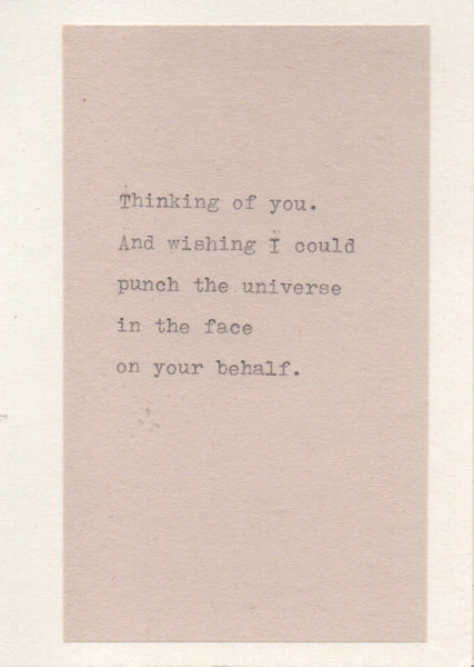 Punch The Universe In The Face Sympathy Card Thinking Of You Card Get Well Card