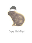 Capy Holidays Funny Christmas Card | Capybara Holiday Card Weird Animal Humor - Blue Specs Studio