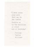 William Carlos Williams Funny Birthday Card Typed Poetry Humor Literature Writer