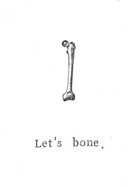 Let's Bone Card | Funny Science Pun Medical Humor Gothic Valentine - Blue Specs Studio