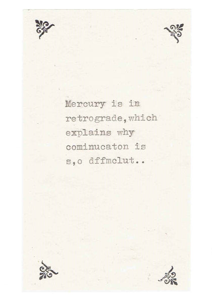 Mercury In Retrograde Funny Astrology Card | Funny Sorry Love Friendship - Blue Specs Studio