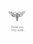 Thank You Very Moth Card | Vintage Rustic Funny Insect Humor Nature Pun - Blue Specs Studio