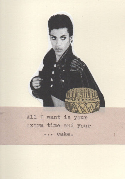 Extra Time And Your Cake Prince Birthday Card | 80's Music Humor
