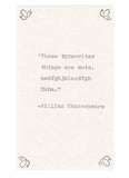 William Shakespeare Misquote Birthday Card | Funny Vintage Typed Writer Humor