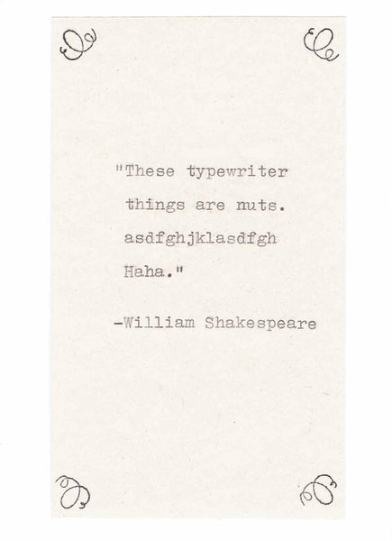 William Shakespeare Misquote Birthday Card | Funny Vintage Typed Writer Humor