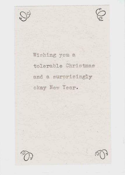 Tolerable Christmas Funny Holiday Card | Weird Sarcastic Humor - Blue Specs Studio